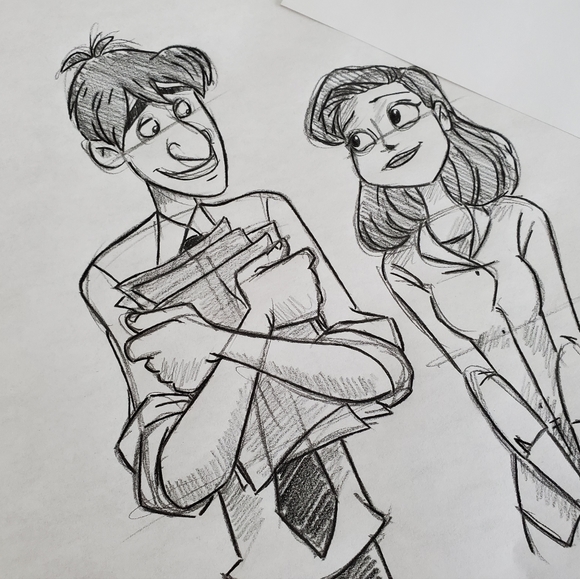 Disney Paperman character Ink and Pencil set Drawing/sketch signed animation Art - Picture 2 of 5